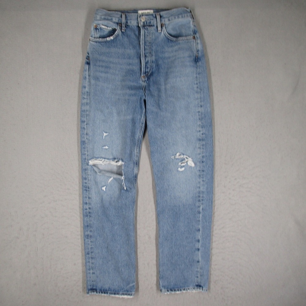 Agolde 90's Mid Rise Loose Fit Distressed Jeans Light Wash Organic Cotton A154B